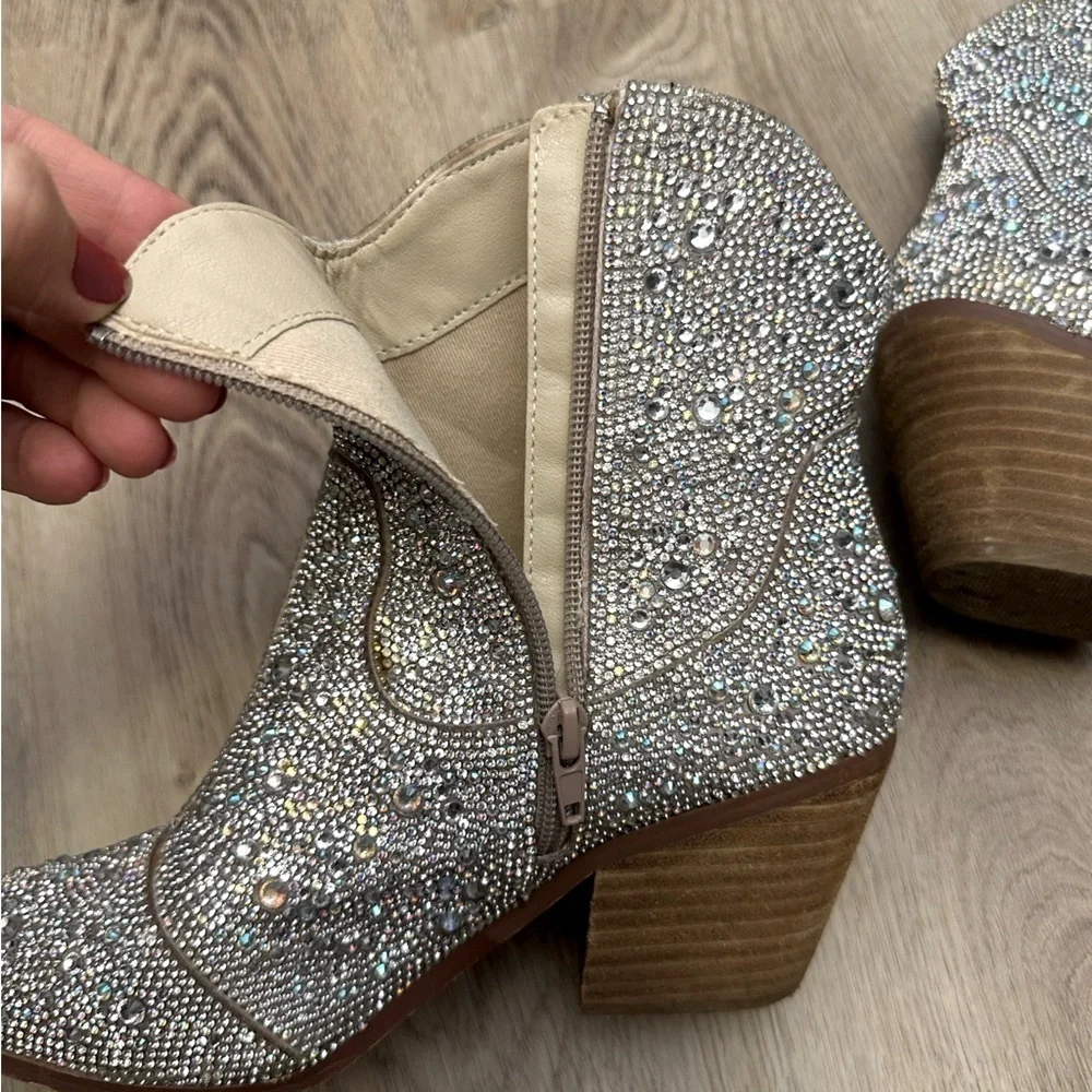 Mi.iM Angel Silver Metallic Embellished Ankle Booties